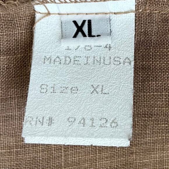 CP Shades 100% Linen Woven Brown Button-Up Shirt - Picture 8 of 9